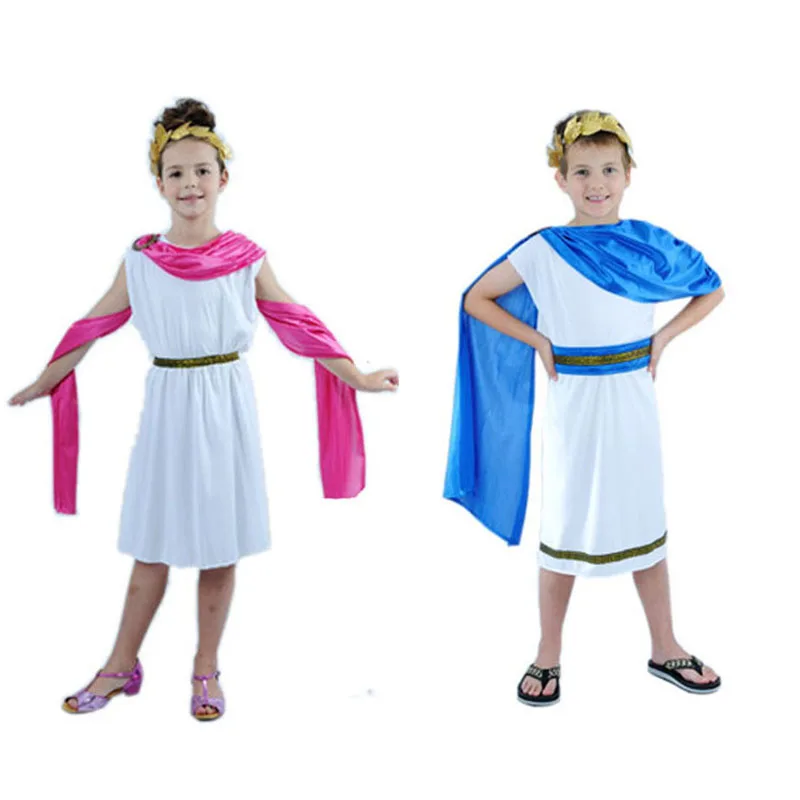 Cute Girls Boy Greece Eypt Cosplay Elegant King Crown Costume Clothing Carnival Fancy Dress Party halloween costume for kids |