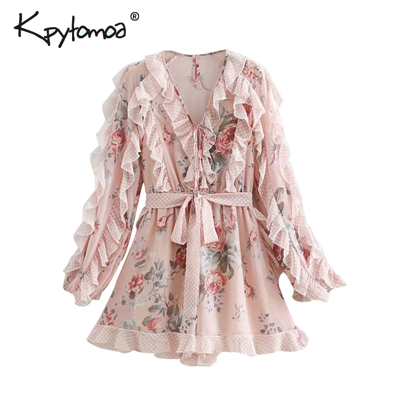 Vintage Sweet Ruffles Floral Print Bow Tie Sashes Playsuits Women 2019 Fashion Elastic Waist Beach Jumpsuits Casual Body Femme
Vintage Sweet Ruffles Floral Print Bow Tie Sashes Playsuits Women 2019 Fashion Elastic Waist Beach Jumpsuits Casual Body Femme