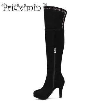 PritiviminFN134 Ladies Fashion winter warm lined women botas short plush shoes cow suede black thin heels crystal long boots
PritiviminFN134 Ladies Fashion winter warm lined women botas short plush shoes cow suede black thin heels crystal long boots