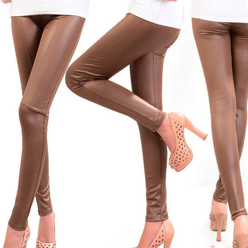 Hot Pants Stitching Imitation Leather Panties Nine Points Pencil Pants High Street Ankle-Length Solid Black Khaki Brown Pants
Hot Pants Stitching Imitation Leather Panties Nine Points Pencil Pants High Street Ankle-Length Solid Black Khaki Brown Pants