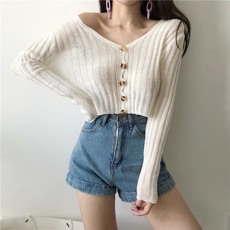 thin knitted Sweaters loose crop top Women's Clothing chic cardigans temperament v-neck Sunscreen Female new vestidos femininos
thin knitted Sweaters loose crop top Women's Clothing chic cardigans temperament v-neck Sunscreen Female new vestidos femininos