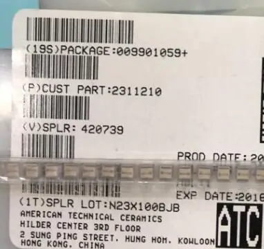 Free shipping in stock ATC Capacitor 100E680J RF Capacitor Capacitor High Q Capacitor 68P 3600V New original
Free shipping in stock ATC Capacitor 100E680J RF Capacitor Capacitor High Q Capacitor 68P 3600V New original