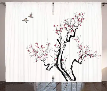 Japanese Curtains Classic Asian Painting Style Art of Flower Branches Blossom and Flying Birds Pattern Living Room Bedroom
Japanese Curtains Classic Asian Painting Style Art of Flower Branches Blossom and Flying Birds Pattern Living Room Bedroom