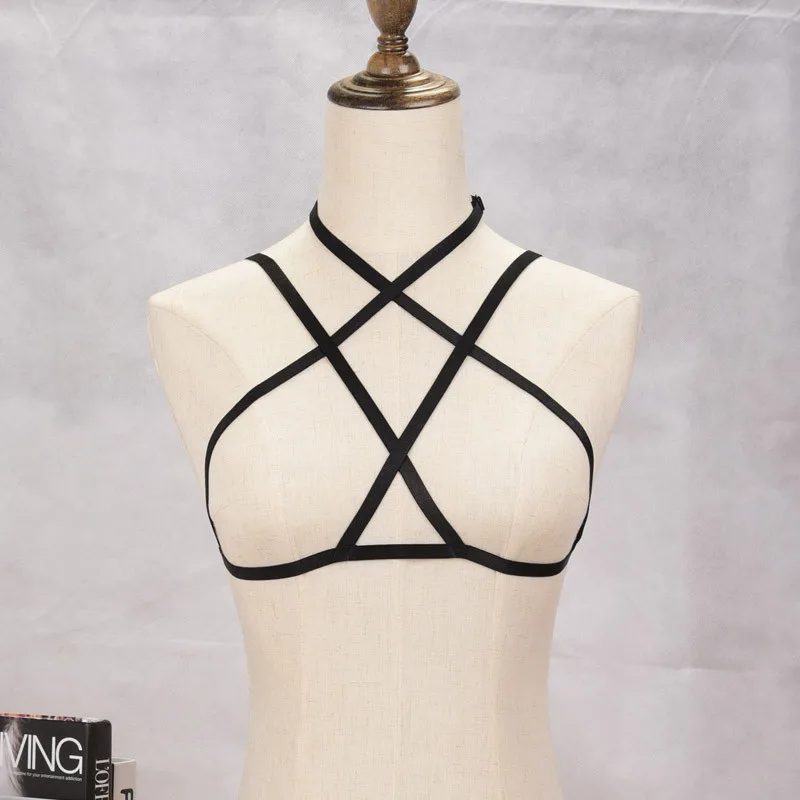 Goth 90's body Harness cage Bra canine Elastic Halter Top Clothing Women sexy Lingerie Burlesque sexy latex halloween costumes
Goth 90's body Harness cage Bra canine Elastic Halter Top Clothing Women sexy Lingerie Burlesque sexy latex halloween costumes