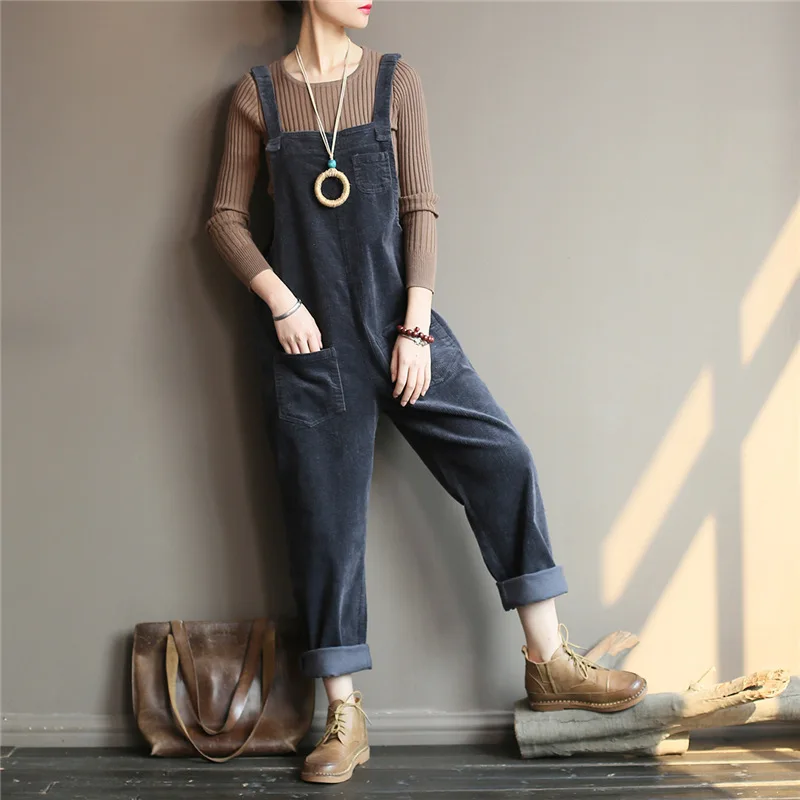Johnature Women Corduroy Jumpsuits Vintage Warm Cloths 2019 Autumn Winter New Solid Color Loose Pockets High Quality Jumpsuits
Johnature Women Corduroy Jumpsuits Vintage Warm Cloths 2019 Autumn Winter New Solid Color Loose Pockets High Quality Jumpsuits