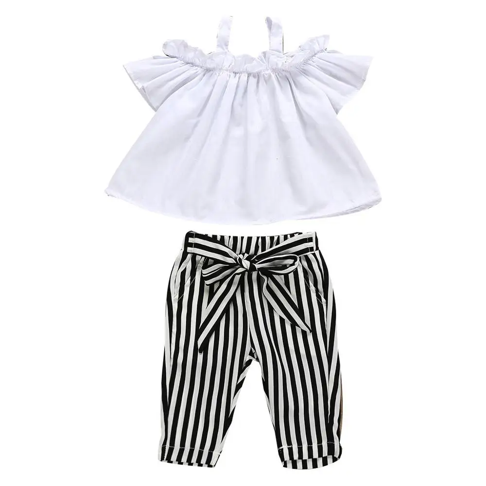 Summer Fashion Kids Baby Girl Clothes Bow Lace Halter Striped T shirt Tops+Pants Outfit Kids Girl Clothes Set
Summer Fashion Kids Baby Girl Clothes Bow Lace Halter Striped T shirt Tops+Pants Outfit Kids Girl Clothes Set