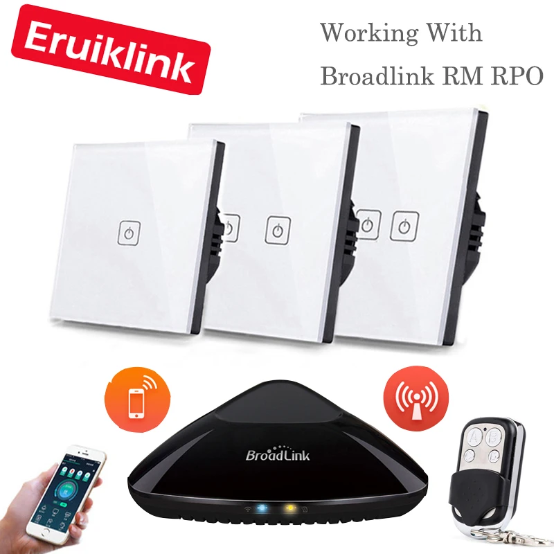 Eruiklink EU/UK Standard 1 2 3 Gangs RF433 Remote Control Wall Touch Switch, Wireless Remote Control Light Switches Smart Home
Eruiklink EU/UK Standard 1 2 3 Gangs RF433 Remote Control Wall Touch Switch, Wireless Remote Control Light Switches Smart Home