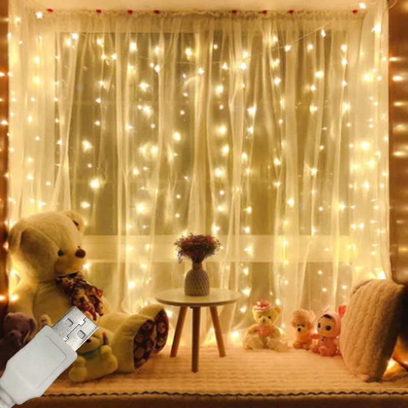 3M*3M LED String Lights USB Copper Wire Festival Christmas Wedding Window Curtain Outdoor garden Decoration String Light
3M*3M LED String Lights USB Copper Wire Festival Christmas Wedding Window Curtain Outdoor garden Decoration String Light