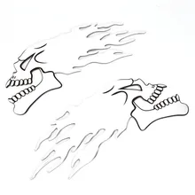 2 шт. 5.71x2.17in 3D Хром Призрак череп голова авто мотоцикл стикер эмблемы-наклейки для Haley Honda Kawasaki Suzuki(China)