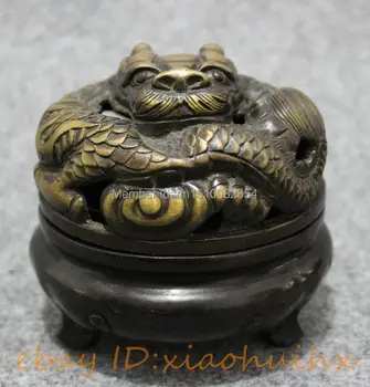 Old Chinese Bronze Collect FengShui Dragon Head Statue Box Incense Burner Censer
Old Chinese Bronze Collect FengShui Dragon Head Statue Box Incense Burner Censer
