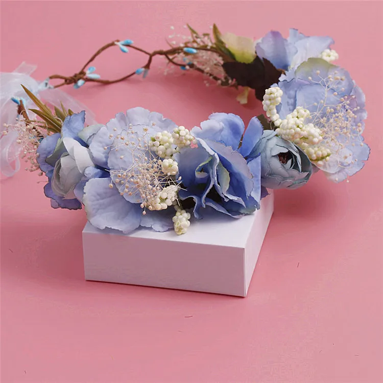 sweet blue simulation seaside beach flower brides garland wedding wreath headdress flower hair accessories
sweet blue simulation seaside beach flower brides garland wedding wreath headdress flower hair accessories