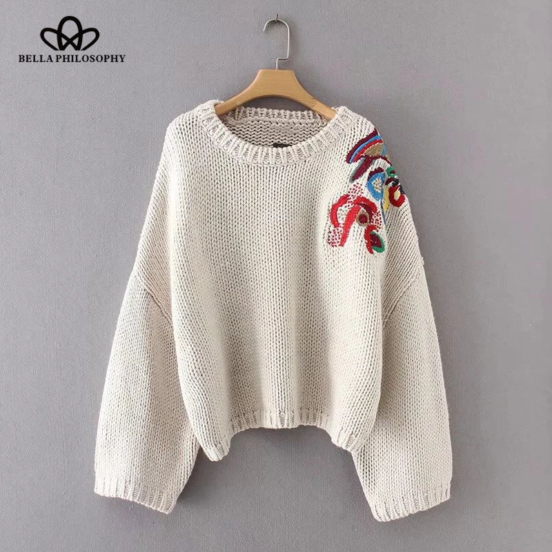 Bella Philosophy 2018 Autumn Winter Sweater Female Knitting Long Sleeve Pullover Ladies Casual Jumper Women Embroidery Sweater
Bella Philosophy 2018 Autumn Winter Sweater Female Knitting Long Sleeve Pullover Ladies Casual Jumper Women Embroidery Sweater