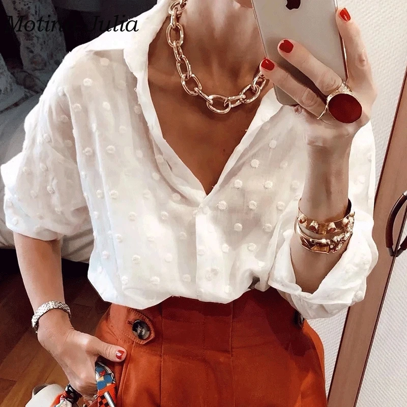 Motina Julia 2019 trendy Jacquard chiffon blouses shirt women streetwear white blouses tops streetwear female blusas tops
Motina Julia 2019 trendy Jacquard chiffon blouses shirt women streetwear white blouses tops streetwear female blusas tops