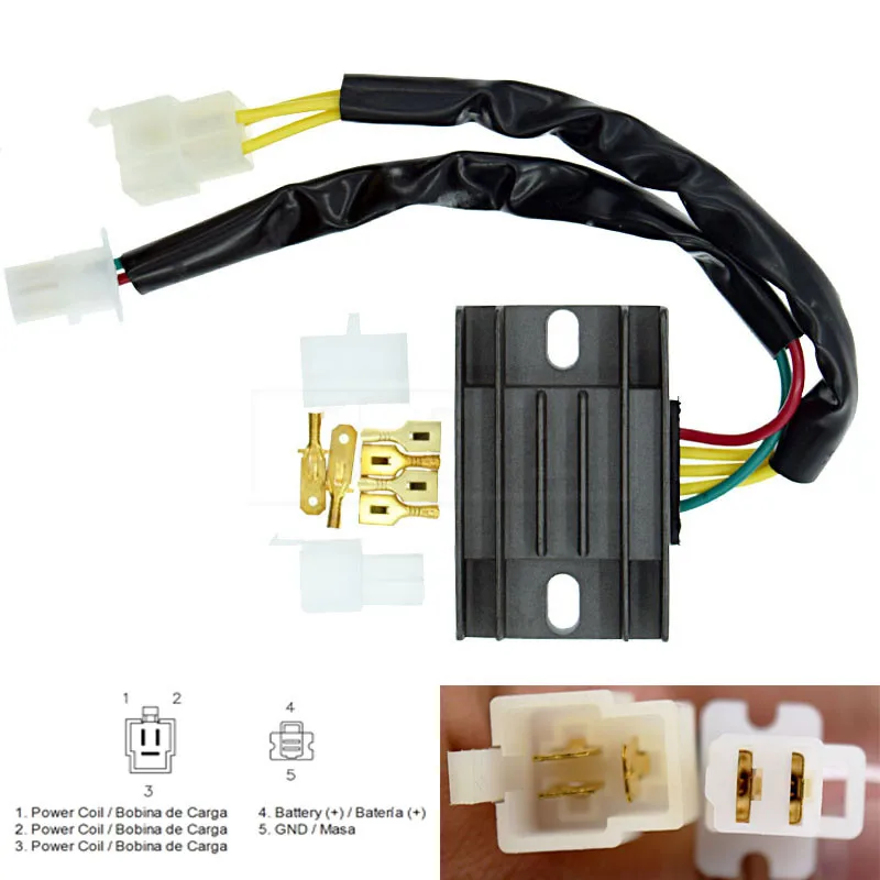 For Suzuki GN125 1982-2001 GZ125 1998-2011 GZ250 1999-2011 AN125 AN150 5 wires Motorcycle Voltage Regulator Rectifier 12V
For Suzuki GN125 1982-2001 GZ125 1998-2011 GZ250 1999-2011 AN125 AN150 5 wires Motorcycle Voltage Regulator Rectifier 12V