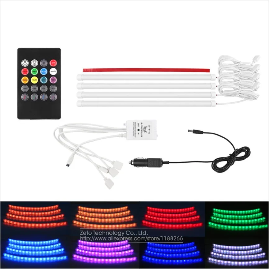 4x Car RGB LED Strip Light Music Control Lights 7 Colors Decorative Atmosphere Lamps Car Interior Light With Remote Car Styling
4x Car RGB LED Strip Light Music Control Lights 7 Colors Decorative Atmosphere Lamps Car Interior Light With Remote Car Styling