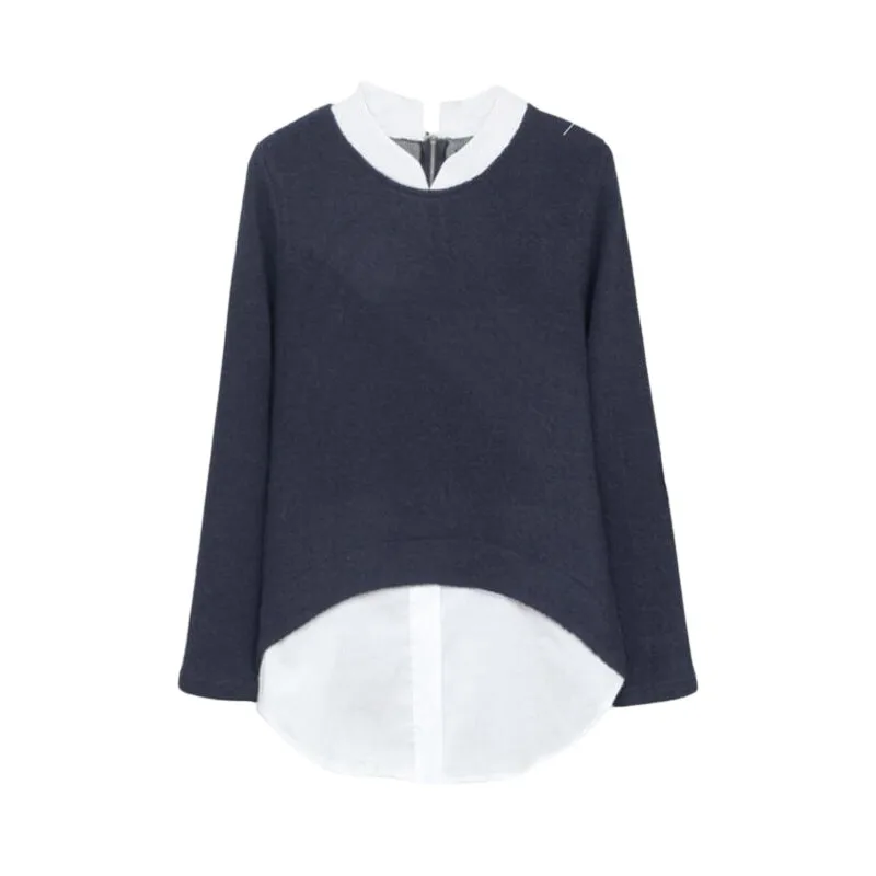 Women Casual Autumn fake two pieces Loose Blouse Long Sleeves Patchwork Tops Blusas Big Size XL-4XL
Women Casual Autumn fake two pieces Loose Blouse Long Sleeves Patchwork Tops Blusas Big Size XL-4XL