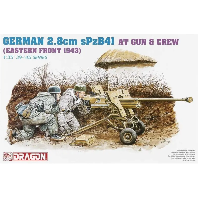 DRAGON 6056 1/35 German 2.8cm sPzB41 AT Gun w/Crew (Eastern Front 1943) - Scale model Kit
DRAGON 6056 1/35 German 2.8cm sPzB41 AT Gun w/Crew (Eastern Front 1943) - Scale model Kit