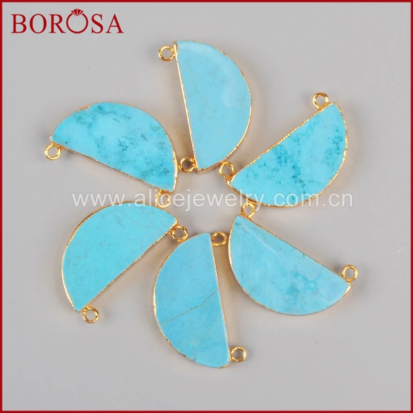BOROSA 10pcs Gold Color Half Moon Blue Howlite Stone Connector Natural Stone Jewelry Pendant for Necklace Making G0382
BOROSA 10pcs Gold Color Half Moon Blue Howlite Stone Connector Natural Stone Jewelry Pendant for Necklace Making G0382