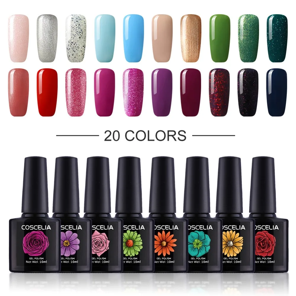 COSCELIA 4/10/20Pcs Glass Bottle Set Nail Gel Varnish Professional Nail Art Polish Gel Multiple Colors Cured By UV Lamp Kit
COSCELIA 4/10/20Pcs Glass Bottle Set Nail Gel Varnish Professional Nail Art Polish Gel Multiple Colors Cured By UV Lamp Kit