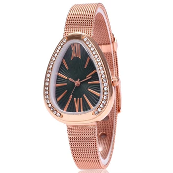 2020 Rhinestone Watch Stainless Steel Rose Gold Women Watch Casual Sneak Shape Quartz Wristwatch Women Dress Ladies Luxury Watch 
2020 Rhinestone Watch Stainless Steel Rose Gold Women Watch Casual Sneak Shape Quartz Wristwatch Women Dress Ladies Luxury Watch