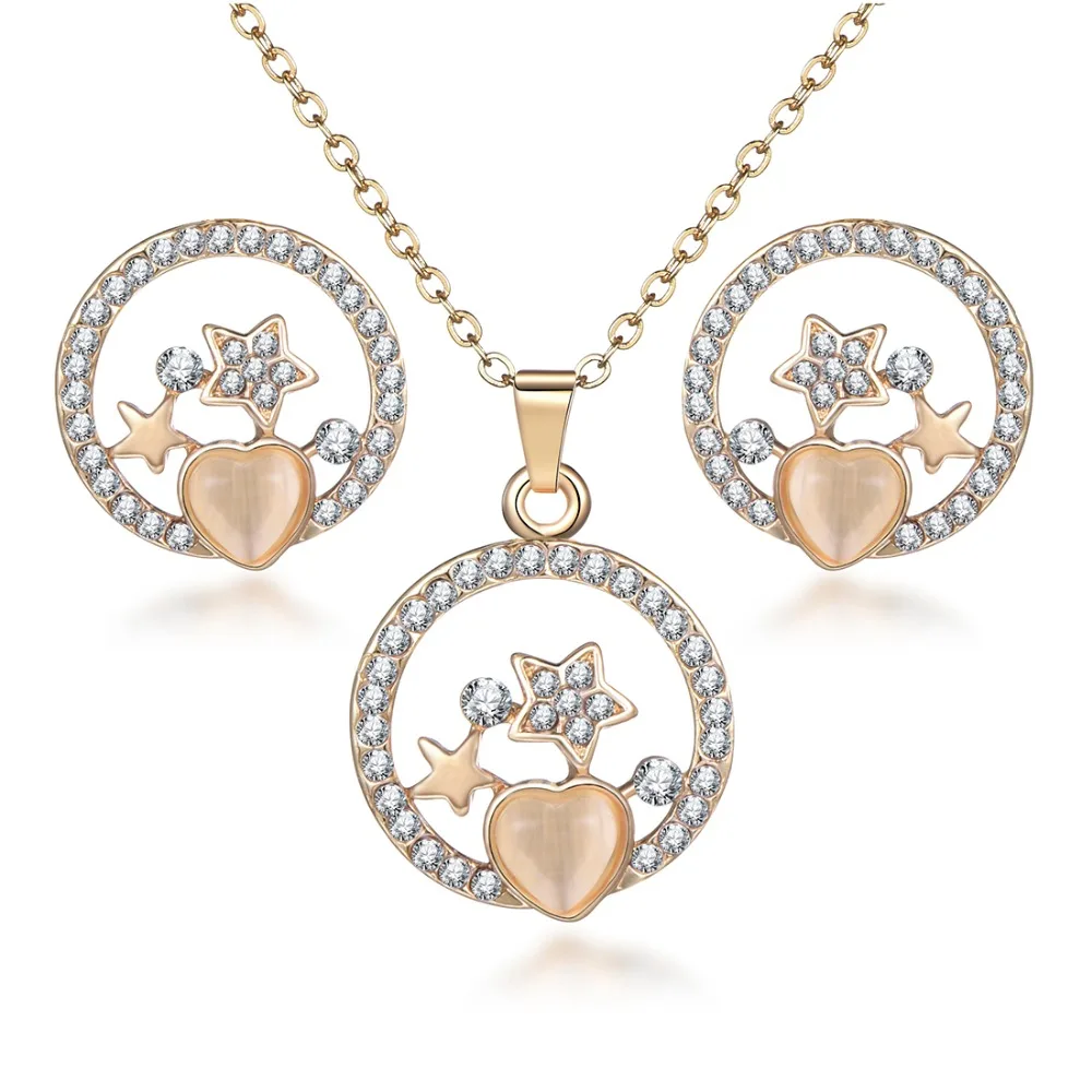 Hesiod Delicate Wedding Jewelry Sets Cat Eye Stone Star Heart Pendant Necklace With Earrings Stud Gold Color Round Necklace Sets
Hesiod Delicate Wedding Jewelry Sets Cat Eye Stone Star Heart Pendant Necklace With Earrings Stud Gold Color Round Necklace Sets