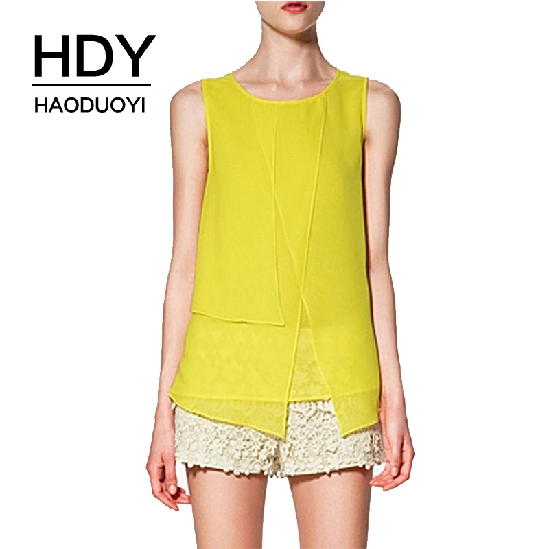 HDY Haoduoyi 2019 New Basic Sleeveless Chiffon Splicing layered Blouse Solid Color O Neck Shirt For Female
HDY Haoduoyi 2019 New Basic Sleeveless Chiffon Splicing layered Blouse Solid Color O Neck Shirt For Female