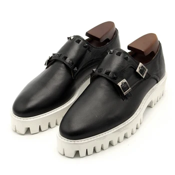2017 classic black upper white bottom monk shoes men pointed toe top quality cowhide leather casual shoes rivets two buckle shoe
2017 classic black upper white bottom monk shoes men pointed toe top quality cowhide leather casual shoes rivets two buckle shoe