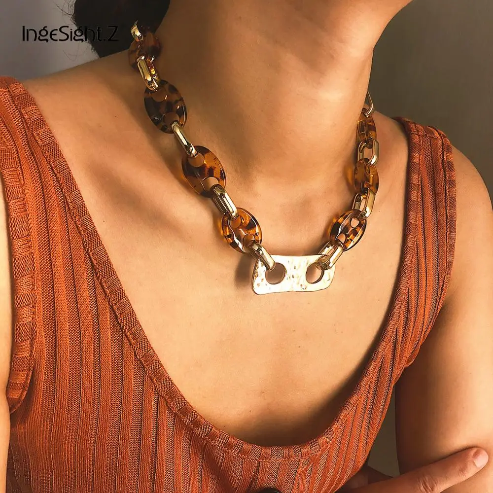 IngeSight.Z Vintage Leopard Acrylic Choker Necklace Collar Statement Tortoise Paint Resin Clavicle Chain Necklace Women Jewelry
IngeSight.Z Vintage Leopard Acrylic Choker Necklace Collar Statement Tortoise Paint Resin Clavicle Chain Necklace Women Jewelry