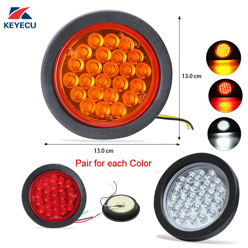 KEYECU (Set of 6) 2 Amber + 2 Red + 2 White 4" Round 24LED Trailer Tail Light Kit - STOP TURN BRAKE REVERSE BACK UP Tail LIGHT
KEYECU (Set of 6) 2 Amber + 2 Red + 2 White 4" Round 24LED Trailer Tail Light Kit - STOP TURN BRAKE REVERSE BACK UP Tail LIGHT