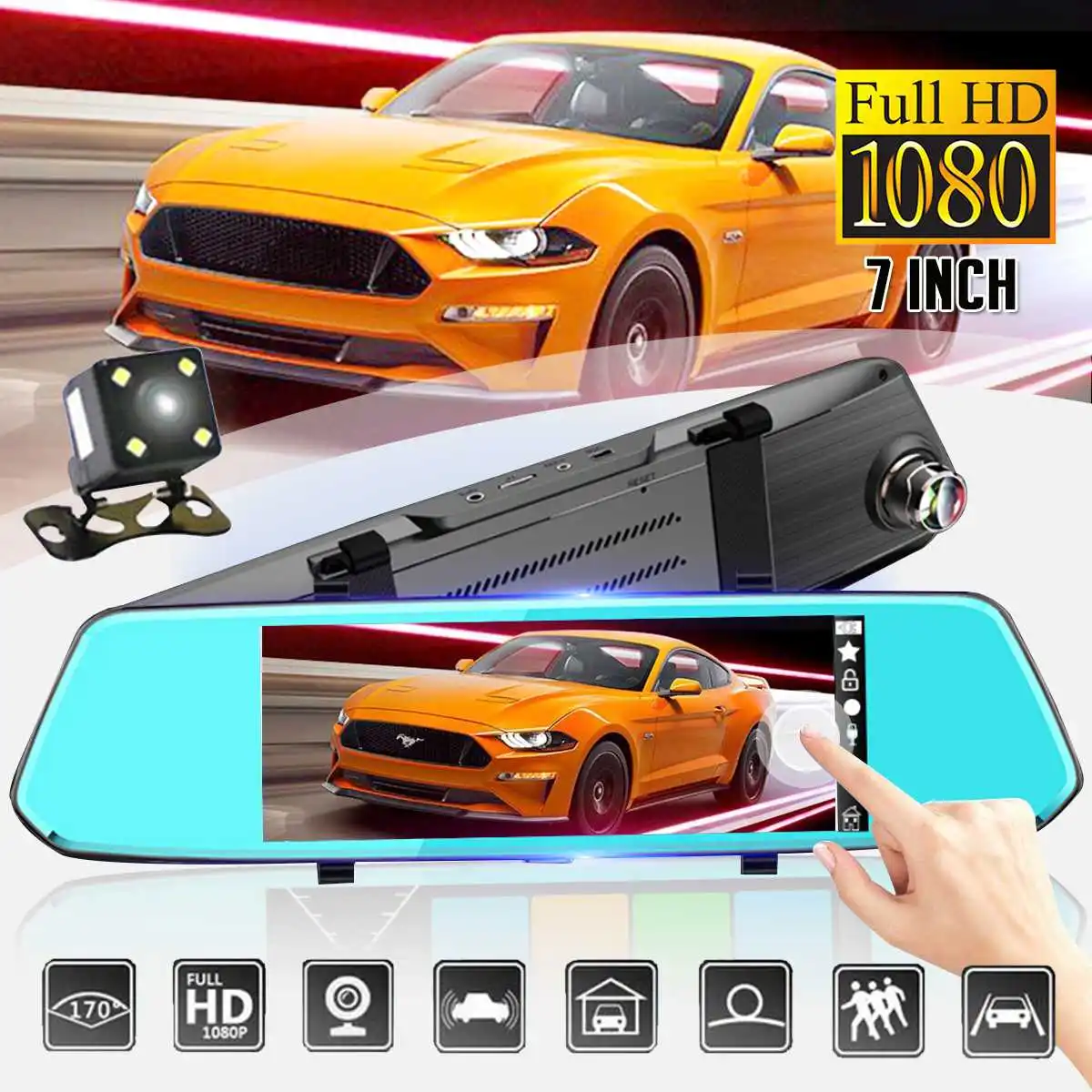 7 inch Car DVR Mirror FHD 1080P Night Vision Dash Camera Dual Lens Dash Cam Mirror Car Recorders Rear View Camera
7 inch Car DVR Mirror FHD 1080P Night Vision Dash Camera Dual Lens Dash Cam Mirror Car Recorders Rear View Camera
