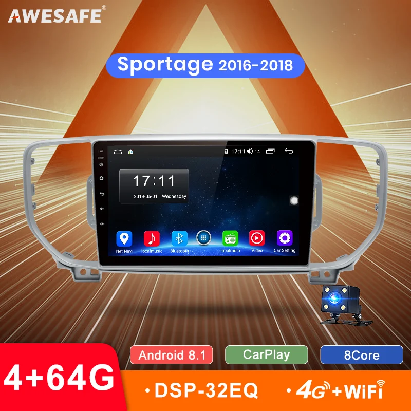 AWESAFE 4G+64G Android 8.1 Car Radio Multimedia Player GPS Navigator For KIA Sportage 4 2016 2017 2018 KX5 Audio 2Din no DVD
AWESAFE 4G+64G Android 8.1 Car Radio Multimedia Player GPS Navigator For KIA Sportage 4 2016 2017 2018 KX5 Audio 2Din no DVD
