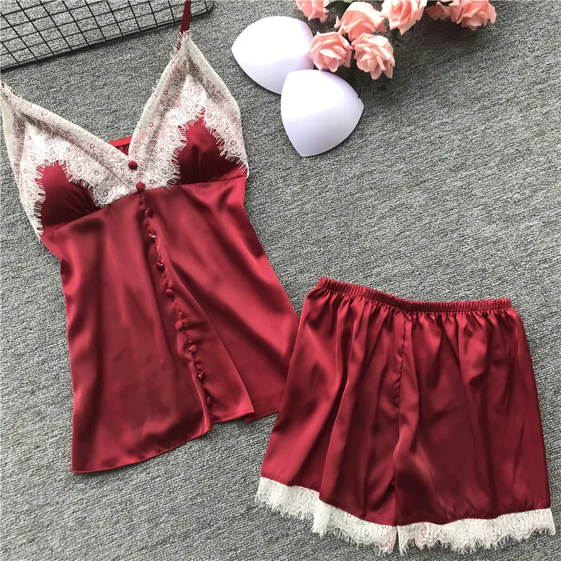 Daeyard Women Clothes 2019 Summer Pajamas With Shorts Silk Satin Ladies' Pyjamas 2pcs Sleepwear Suits Sexy Lingerie Lace Nighty
Daeyard Women Clothes 2019 Summer Pajamas With Shorts Silk Satin Ladies' Pyjamas 2pcs Sleepwear Suits Sexy Lingerie Lace Nighty