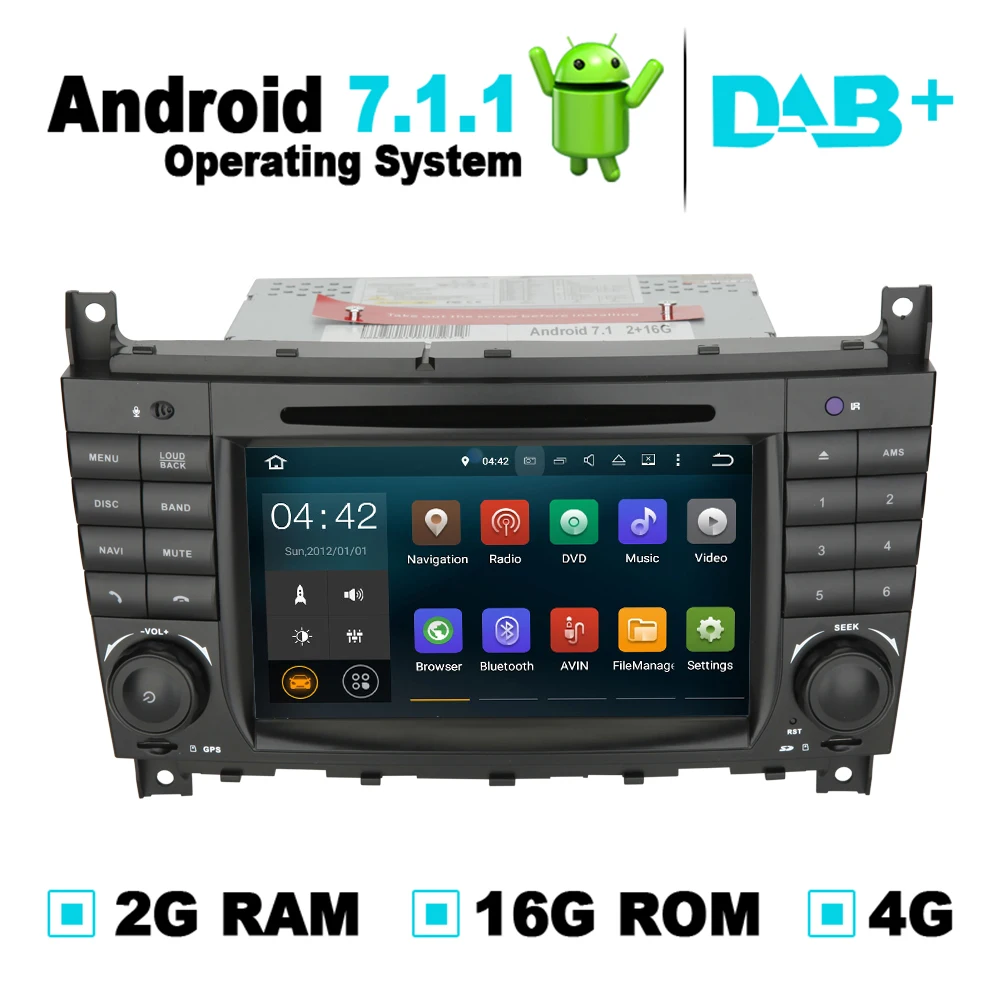 Android 7 1 Авто DVD радио плеер GPS Аудио Видео стерео для Mercedes C Class W203 CLK W209 DAB +| |