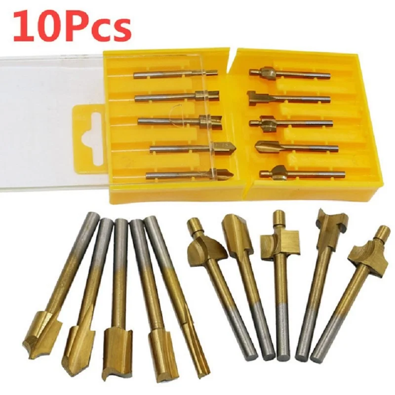 

10pcs End mill 3mm Shank Wood Router Bit Straight Trimmer Cleaning flush trim corner round cove box bits tools Milling Cutter