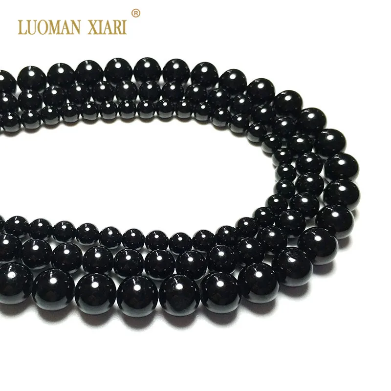 

Wholesale AAA+Large Density Gem Natural Black Tourmaline Stone Beads For Jewelry Making DIY Bracelet 6/8/10 mm Strand 15''