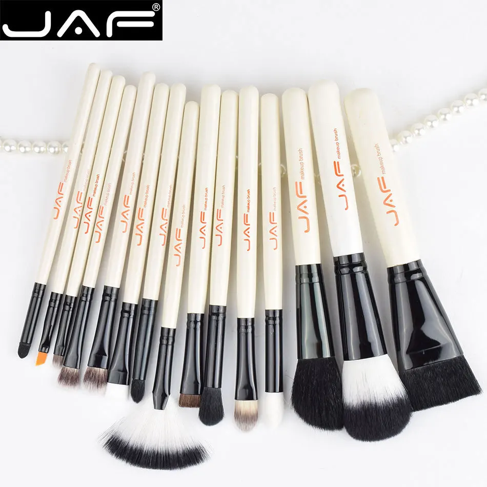 JAF Brand 15-piece Makeup Brushes Kit Multipurpose Super Soft Hair PU Leather Case Holder Make Up Brush Set (2)