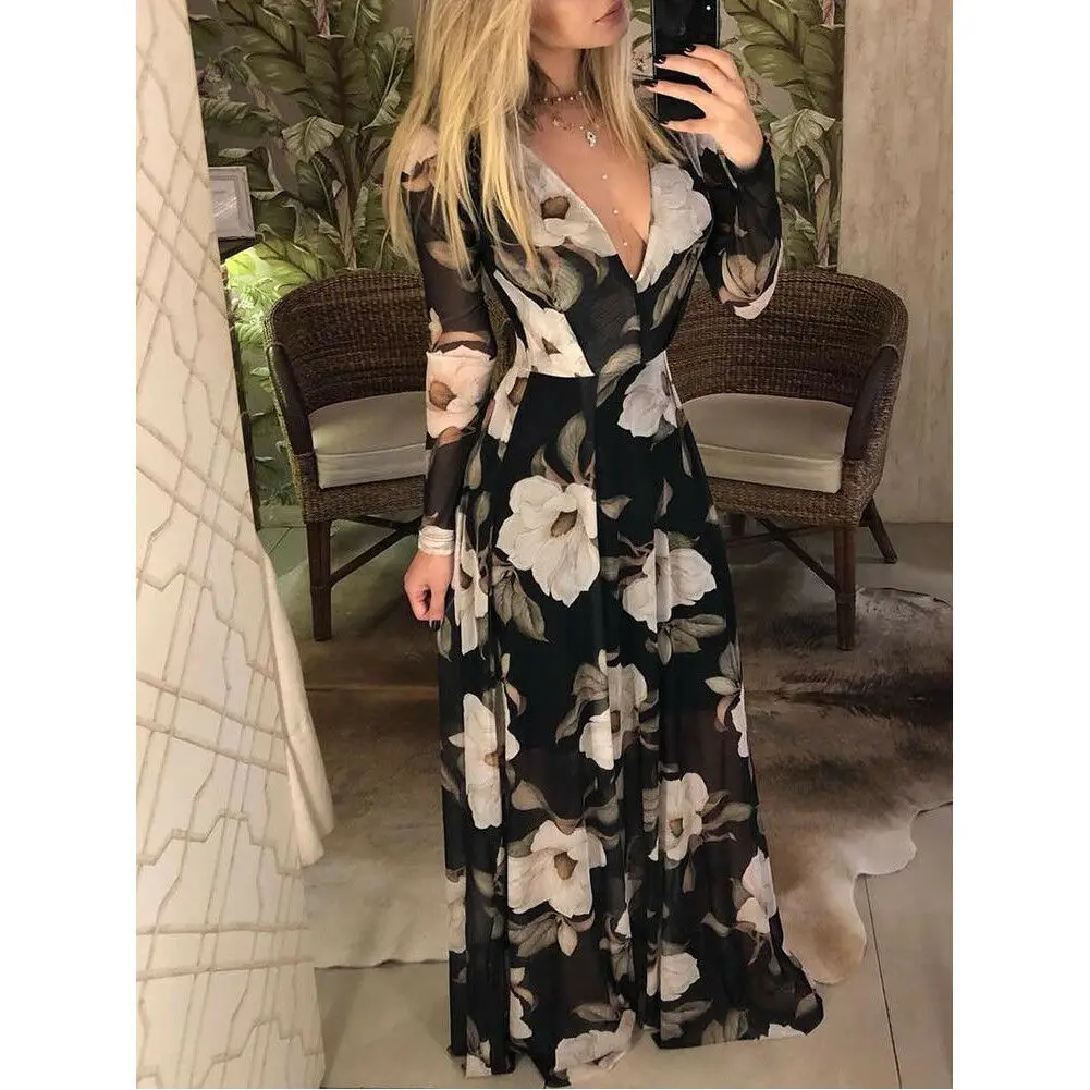 Womens Ladies Summer V Neck Beach Floral Sundress Holiday Boho Evening Party Long Maxi Dress Black
Womens Ladies Summer V Neck Beach Floral Sundress Holiday Boho Evening Party Long Maxi Dress Black