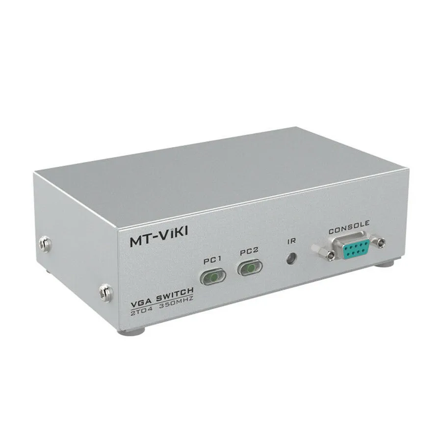 Hot MT-VIKI MT-204CB 2 in 4 out VGA Video Switch Splitter PC Selector Image Distributor IR Remote Control 350MHz Widescreen
Hot MT-VIKI MT-204CB 2 in 4 out VGA Video Switch Splitter PC Selector Image Distributor IR Remote Control 350MHz Widescreen