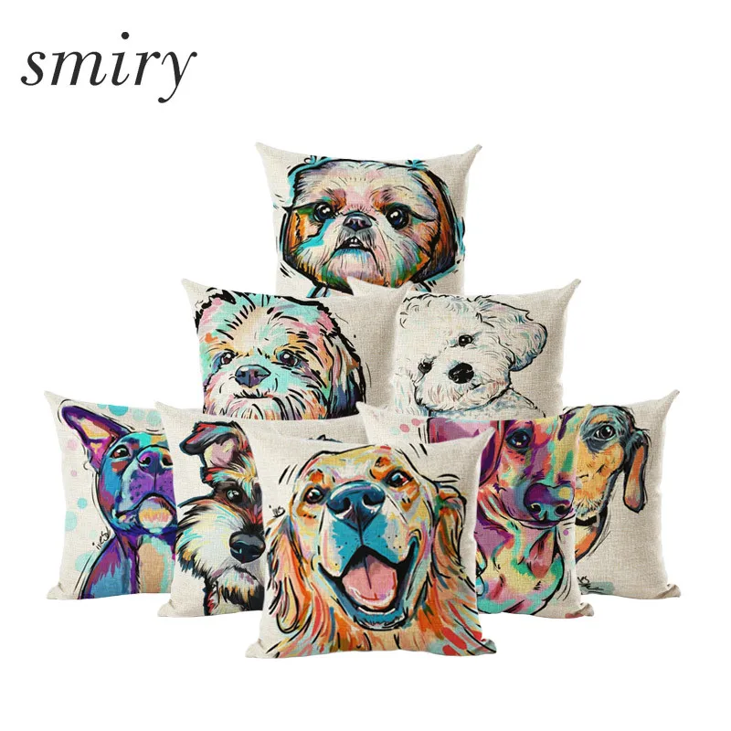 Cute Cartoon Dog Cushion Cover Throw Pillowcase Home Decorative Cotton Linen Square Printing Dogs Cojines Free shipping
Cute Cartoon Dog Cushion Cover Throw Pillowcase Home Decorative Cotton Linen Square Printing Dogs Cojines Free shipping