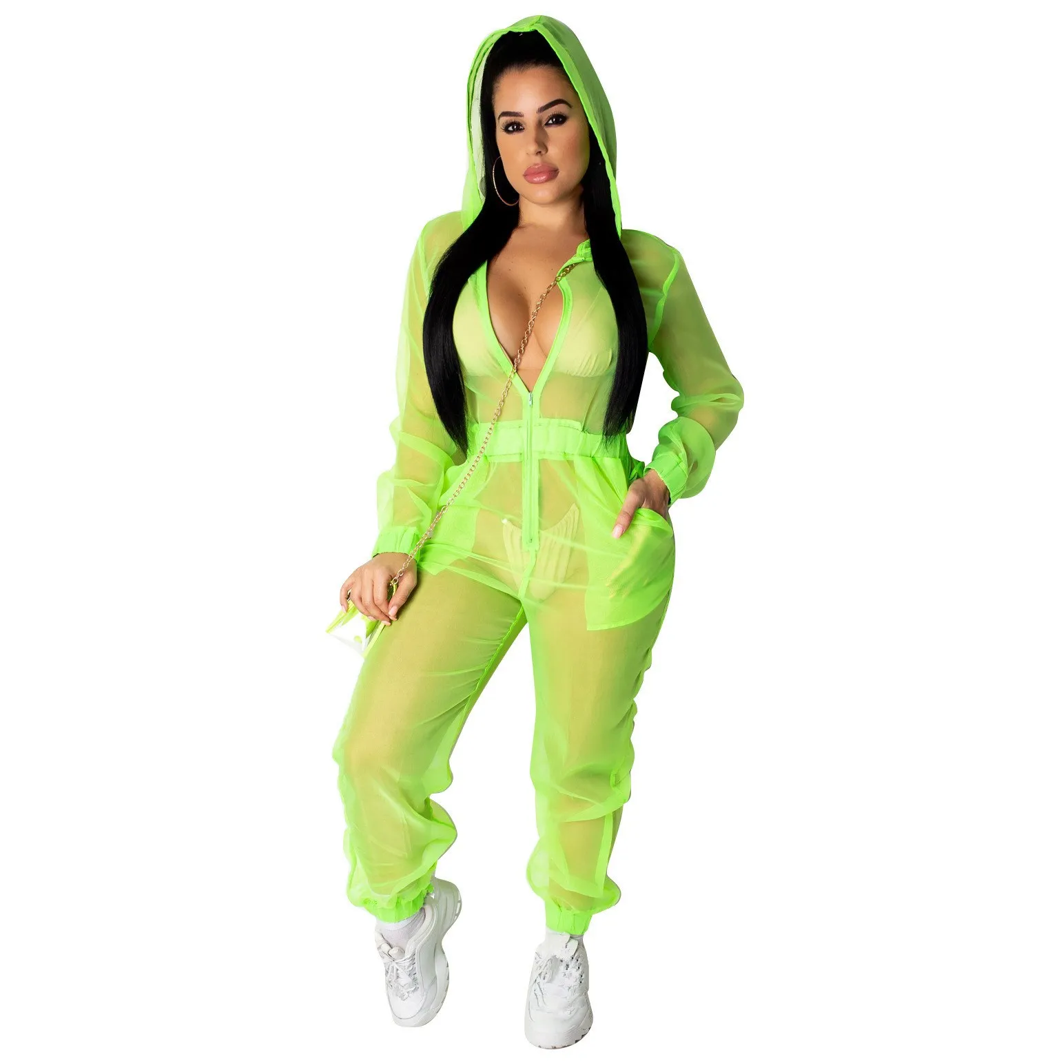 2019 Summer Women Deep V-Neck Hooded Casual Jumpsuit Pockets Sexy Zipper Long Sleeve Transparent Overalls Loose Party Romper
2019 Summer Women Deep V-Neck Hooded Casual Jumpsuit Pockets Sexy Zipper Long Sleeve Transparent Overalls Loose Party Romper