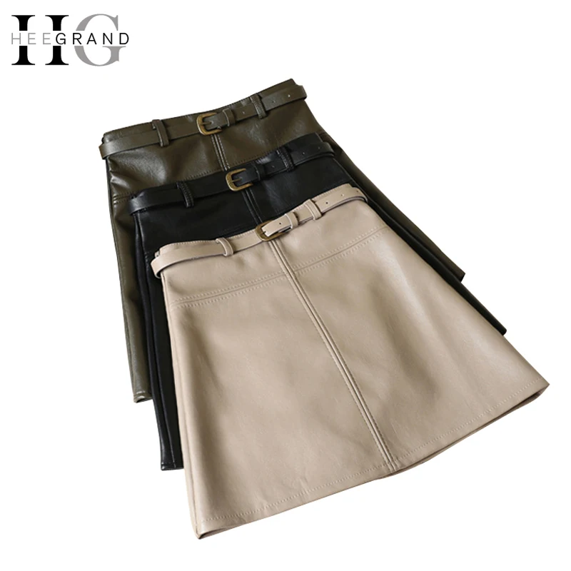 HEE GRAND Women Spring Autumn PU Skirt Solid Faux Leather Mini Skirts A-Line Elegant Casual Short Slim Skirt with belt WQB1019
HEE GRAND Women Spring Autumn PU Skirt Solid Faux Leather Mini Skirts A-Line Elegant Casual Short Slim Skirt with belt WQB1019