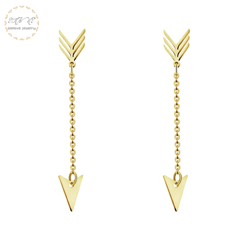 Gorgeous Tale Gold Color Triangle Arrow Earrings Women Stud 5cm Stainless Steel Chain Dangle Earings Fashion Jewelry
Gorgeous Tale Gold Color Triangle Arrow Earrings Women Stud 5cm Stainless Steel Chain Dangle Earings Fashion Jewelry