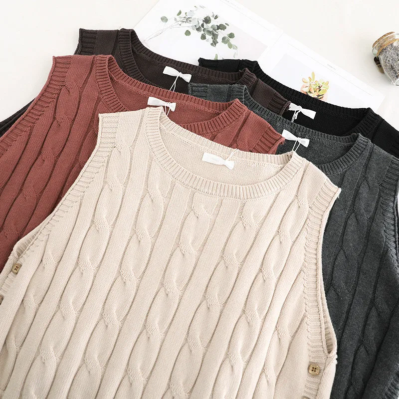 Girls Simple Retro Knit Vest Vintage Sweet Female Twist Short Women Vest Top Outerwear Sleeveless Pullover Knitwear Waistcoat
Girls Simple Retro Knit Vest Vintage Sweet Female Twist Short Women Vest Top Outerwear Sleeveless Pullover Knitwear Waistcoat