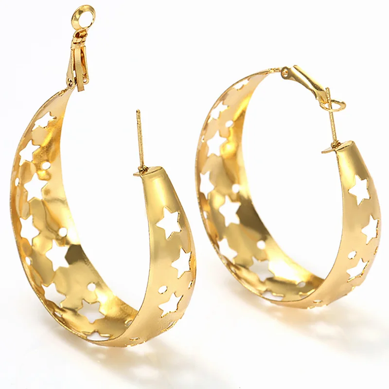 YANG&RH 3 Colors Gold Silver Rose Gold mixed Punk Fashion Big Hoop Earrings Vintage Star Hollow Hoop Earring For Woman Jewelry
YANG&RH 3 Colors Gold Silver Rose Gold mixed Punk Fashion Big Hoop Earrings Vintage Star Hollow Hoop Earring For Woman Jewelry