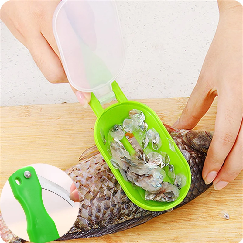 

Stainless Steel Scraping Scale Kill Fish with Knife Machine Creative Multipurpose Kitchen Cooking Tool Clean Convenient Random