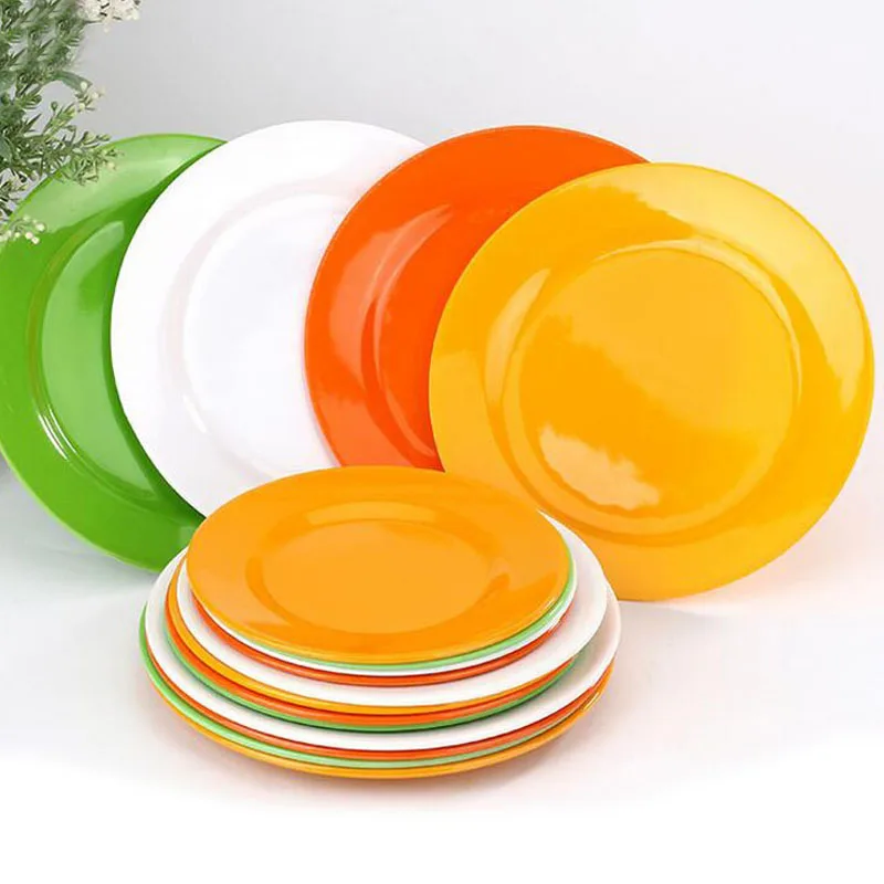 Image 100pcs lot 10inch 25cm Party Dinner Round Plates Melamine Serving Dishes Home Restaurant Tableware Free Shipping ZA4048