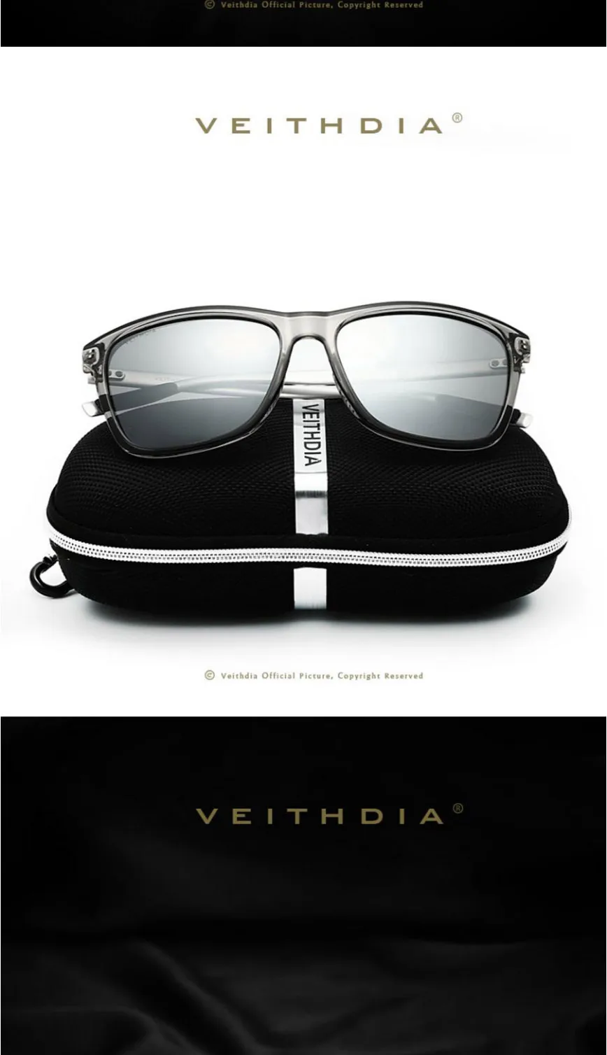 VEITHDIA Brand Unisex Retro Aluminum+TR90 Sunglasses Polarized Lens Vintage Eyewear Accessories Sun Glasses For Men/Women 6108 11