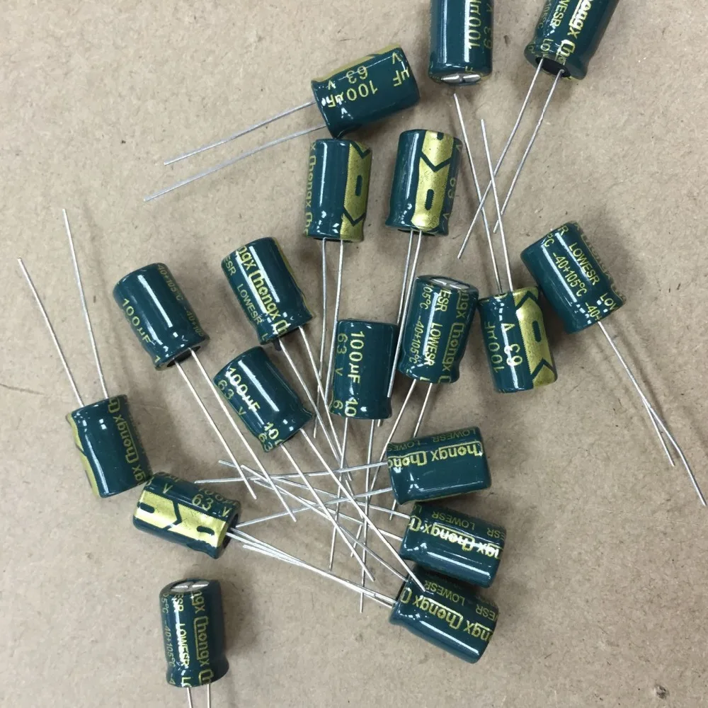 100pcs 100uF 63V 105C high frequency Radial Electrolytic Capacitor 8*12mm