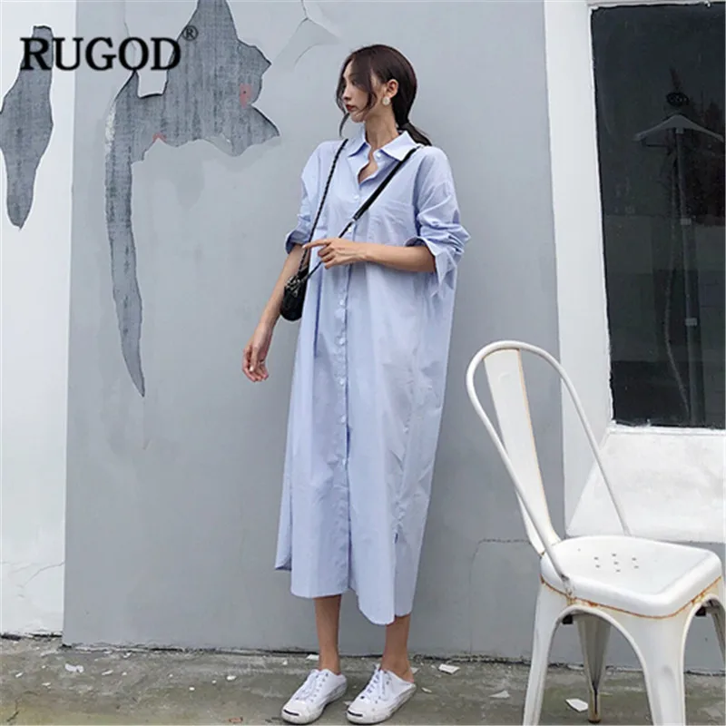 RUGOD 2019 elegant long maxi shirts dress Office ladies Casual long sleeve straight dresses Vintage split dress chemise femme
RUGOD 2019 elegant long maxi shirts dress Office ladies Casual long sleeve straight dresses Vintage split dress chemise femme