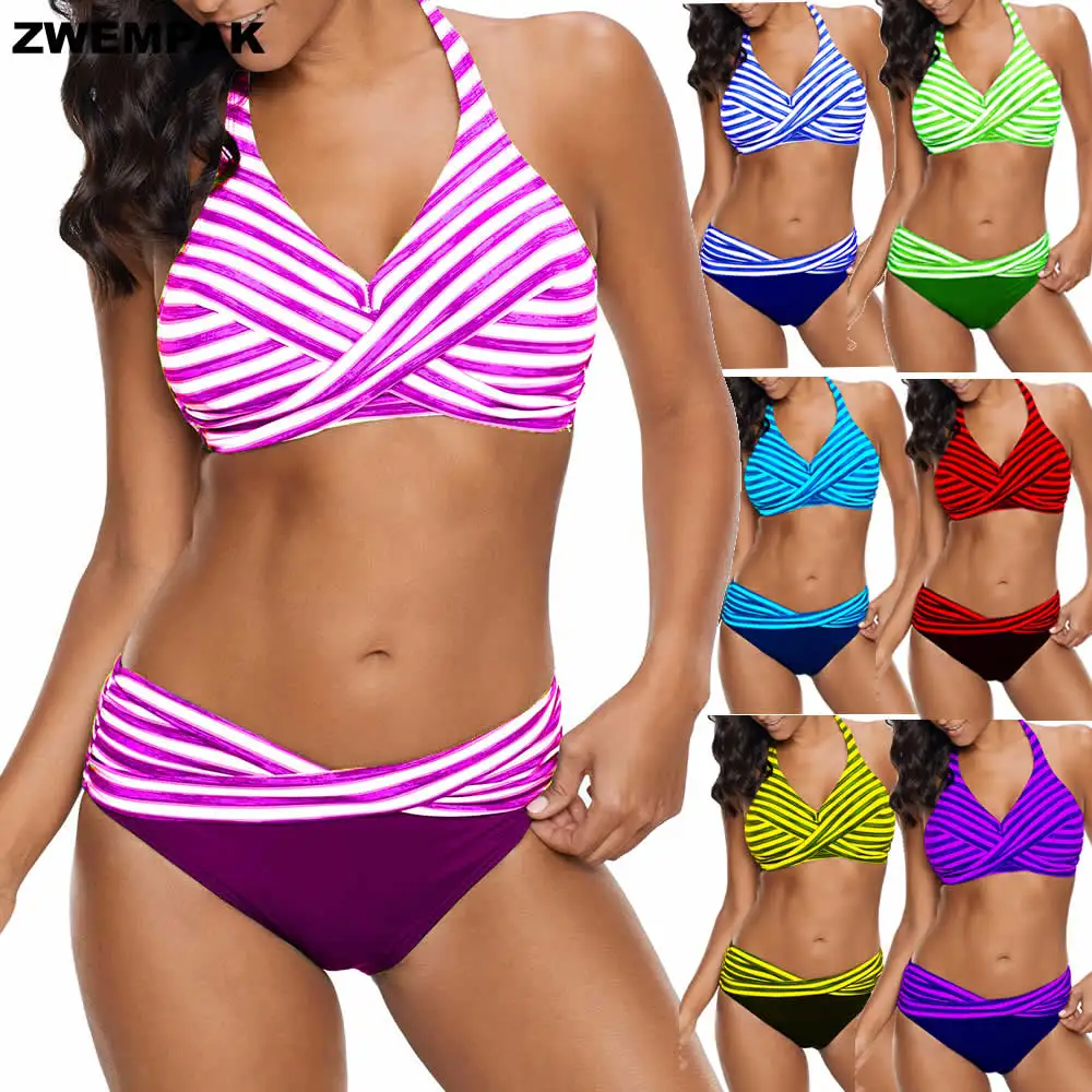 Neon Striped Halter Swimming Suit For Women Summer Sexy Big Bikinis Set Large Swimwear Ladies Large Beachwear Plus Size XL-5XL
Neon Striped Halter Swimming Suit For Women Summer Sexy Big Bikinis Set Large Swimwear Ladies Large Beachwear Plus Size XL-5XL
